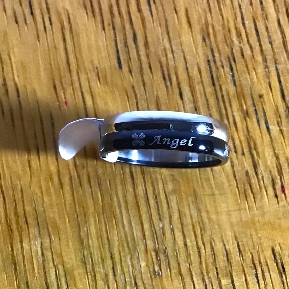 Black and Silver Flower Angel Band - Size 9